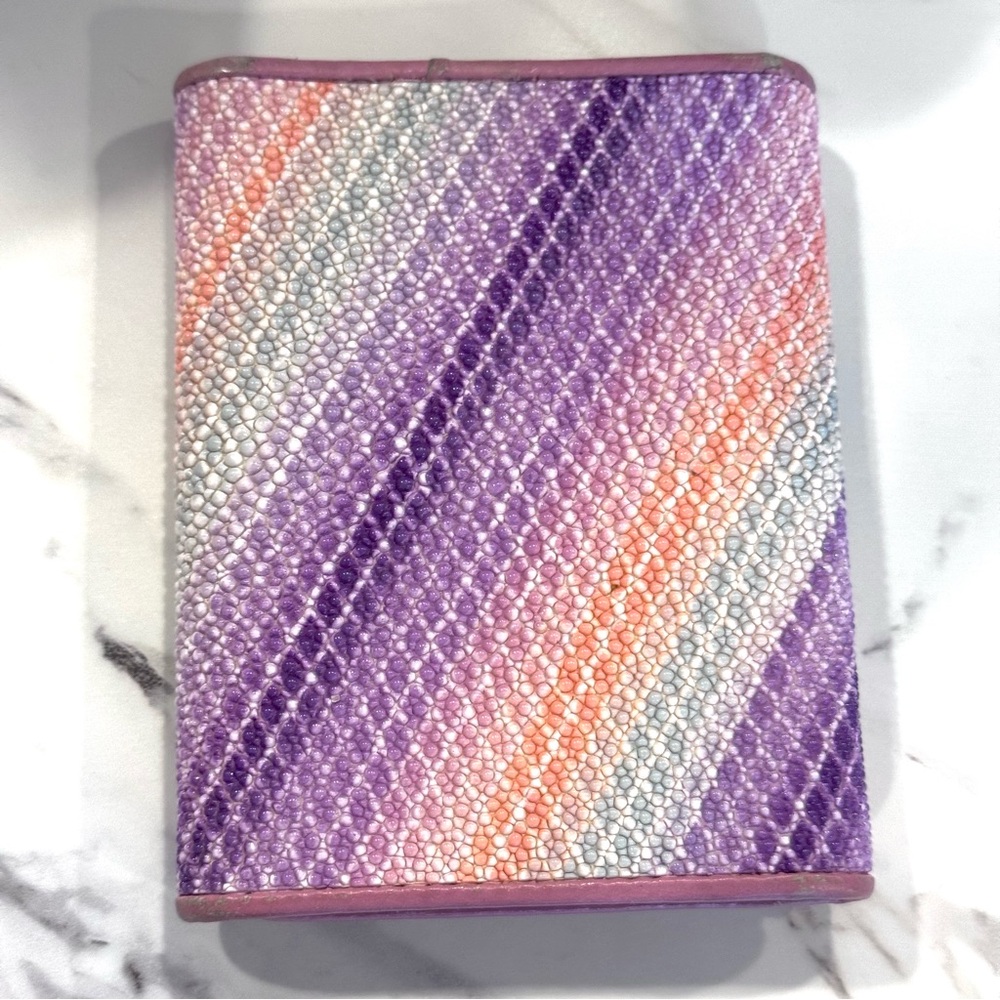 Stingray Trifold Wallet Ombre Lavender Pink Stripes Card Coin Holder - Picture 4 of 13